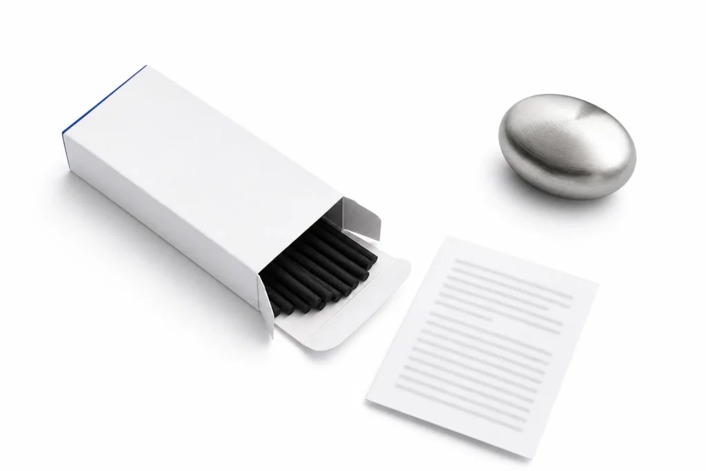 Wierookverpakking met een neutrale kaart voor productinformatie